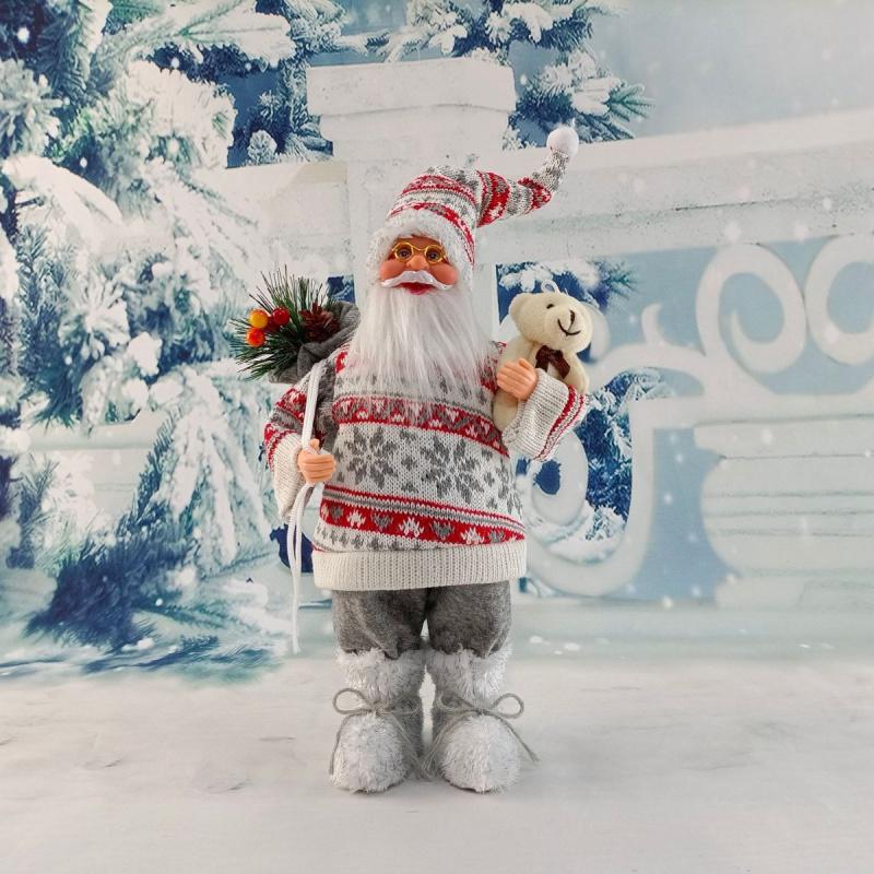 

New Santa Claus Plush Toy Christmas Decoration Standing Elder Children s Gift Ornament 12inch （17*10* 30cm ） світло-сірий колір