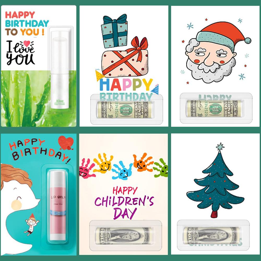 50/100pcs Money Card Holder With Sticker Plastic Dome Lip Balm Waterproof Clear Cash Pouch DIY Gift for Graduation Christmas
