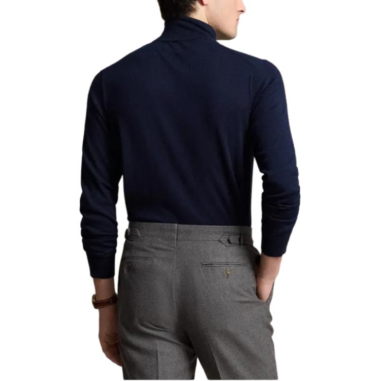 Polo Ralph Lauren Logo Embroidered High Neck Pullover Sweater Men Sweater Navy-Blue 710946145-001