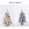 1 Pcs Prelit Tabletop Christmas Tree Snow Flocked Christmas Tree with Led Lights Wood Base Mini Xmas Pine Tree for Table Desk Home Christmas Decor