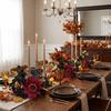 Halloween Theme Maple Leaf Candle Holder Wreath Handmade Pillar Ring Wreath  Fireplace Decoration