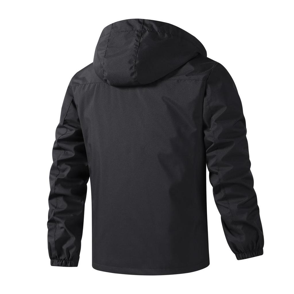 Evropská velikost Pánská nepromokavá větrovka - Lehká, větruodolná, s kapucí, outdoorová bunda pro horolezectví.