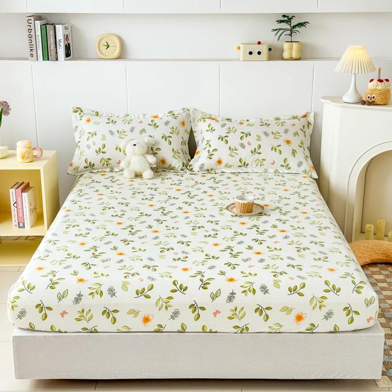 High Quality Printed Fitted Sheet Single Double Queen Size Mattress Cover With Elastic Band Bedsheet Soft Comfortable Fitsheet