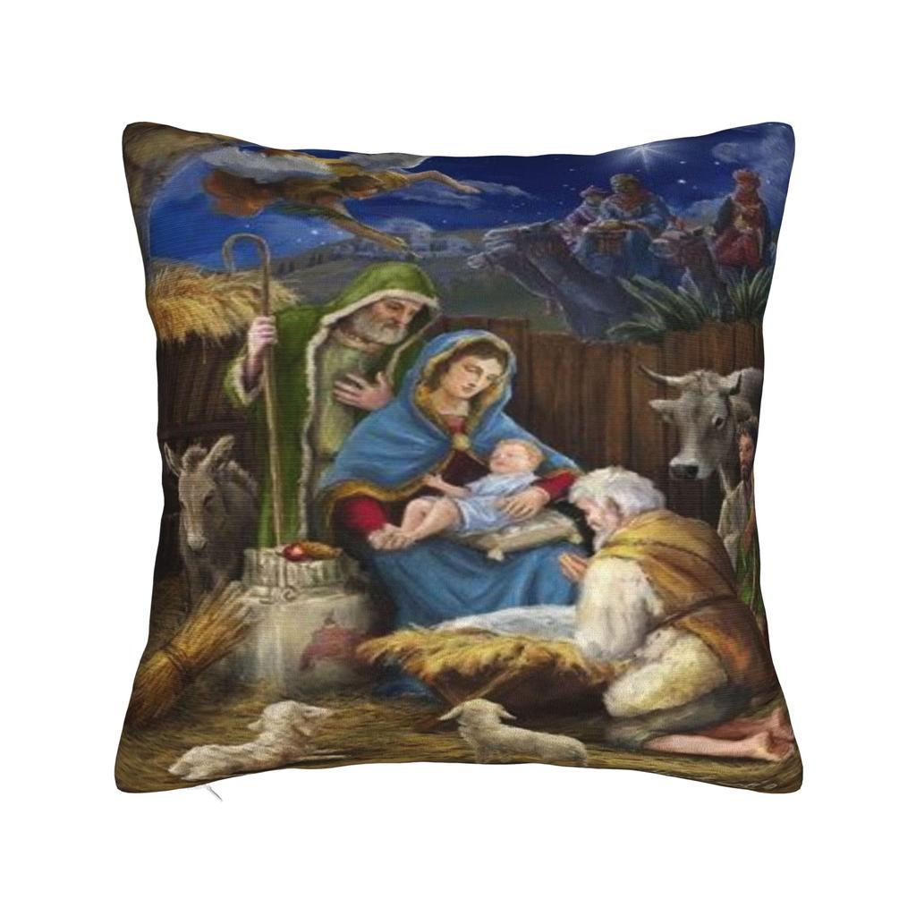 Christmas Nativity Scene Baby Jesus & Mary Printing Pillowcase Cushion Cover  Pillow Covers New Style Home Decor