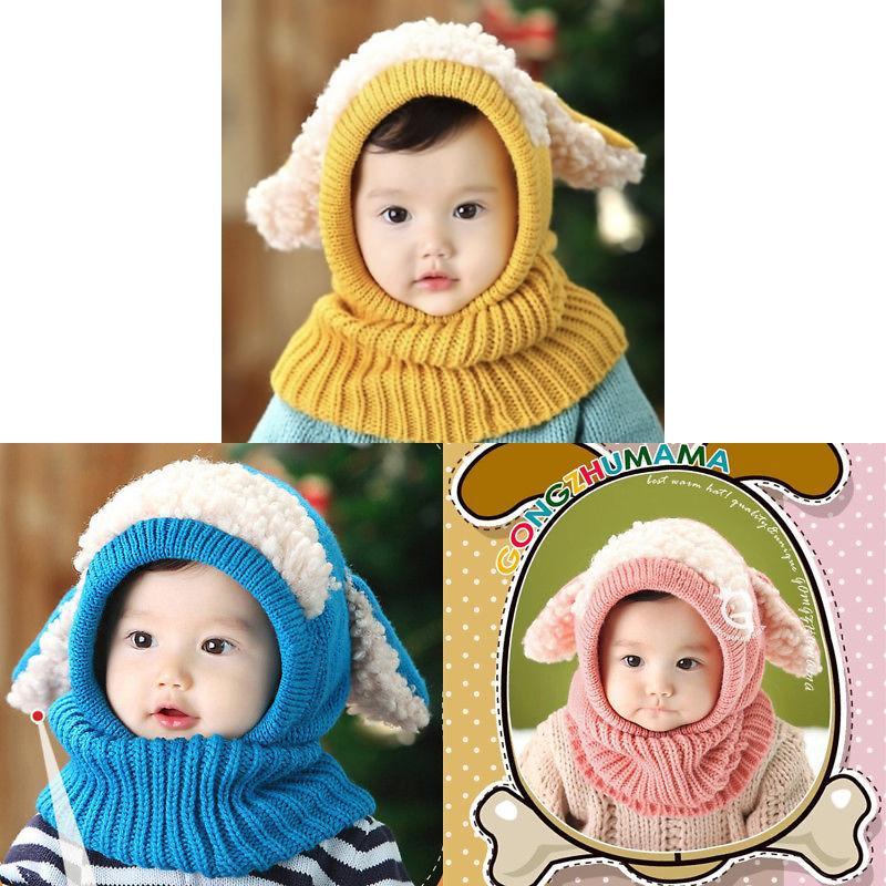 Toddler Knit Cap With Cute Dog Pattern For Kids Winter Warmth And Wind Resistance