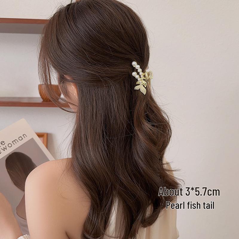 Women's Half-Tied Pearl Hairpin - 2024 New Side Clip for Back of Head