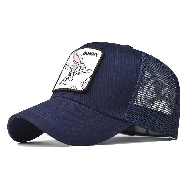 Korean Style Embroidered Cartoon Baseball Cap With Wide Brim Adjustable Size тёмно-синий
