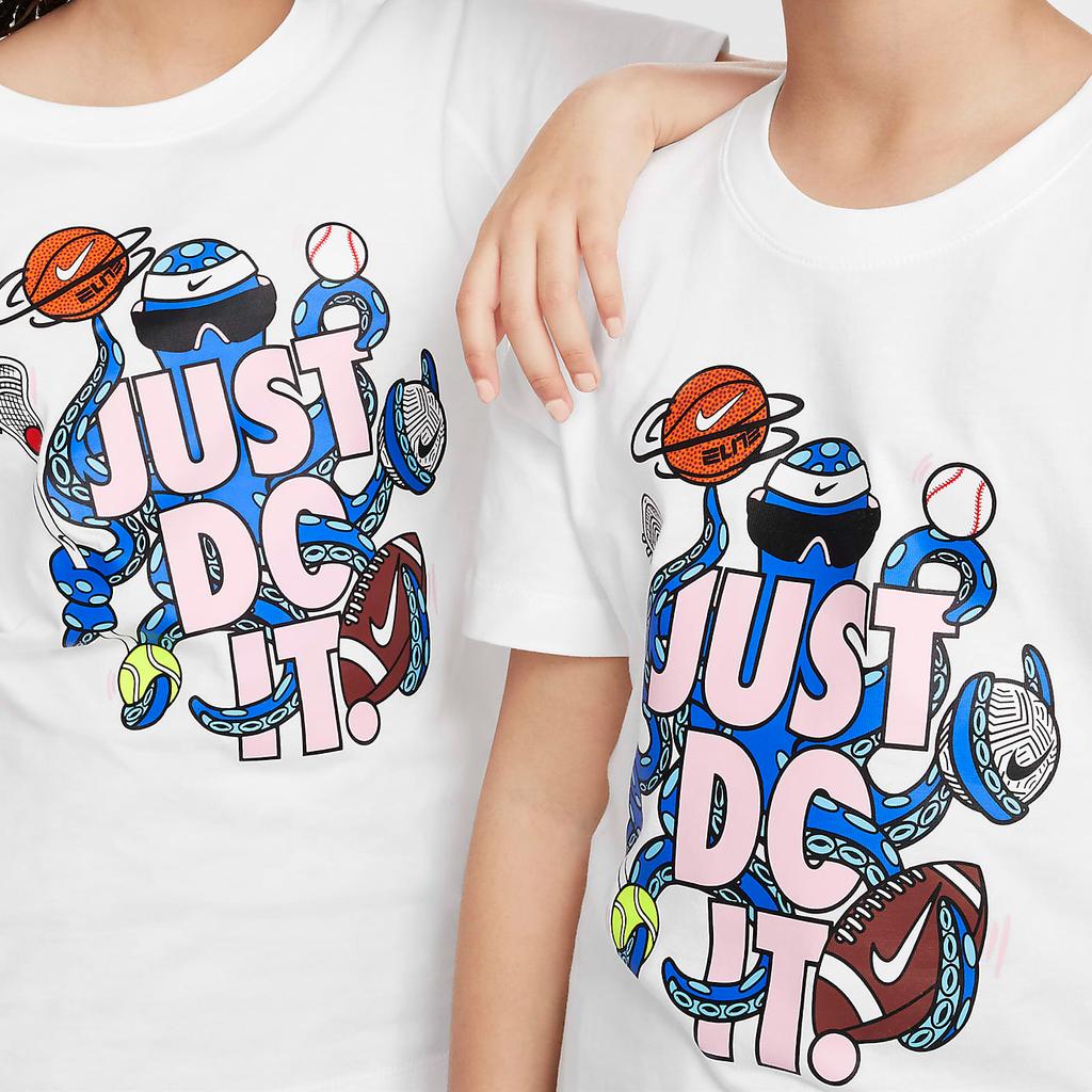 Nike Sportswear Crew Neck Printed Short Sleeve T-Shirt Kids Tops White FZ5119-100