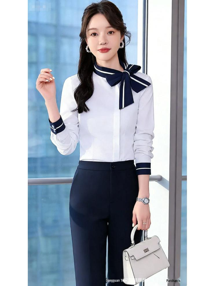 Elegant Bowknot Shirt - Women s Formal Attire for Hotel Reception 4X Large