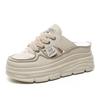 Baotou half slippers women's shoes wear new summer versatile breathable inner height increase white shoes
