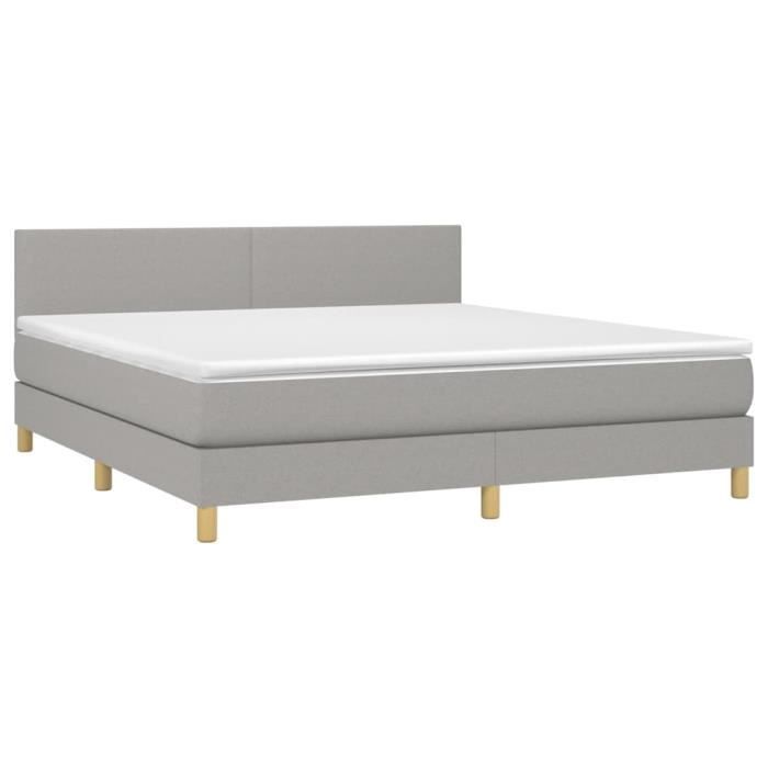3140465 vidaXL Divan Bed with Mattress Light Grey 160x200cm Fabric