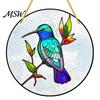 Easy Install Hanging Pendant Colorful Hummingbird Wall Decoration, Stained Acrylic Suncatcher for Window Exquisite Floral Bird Motif Decor, Decorative