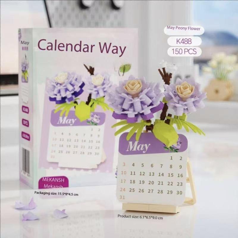Non-Toxic Succulent Plant Building Blocks 3D Puzzle Calendar - Educational Stem Toys For Children Kids Students Creative Desktop Decor