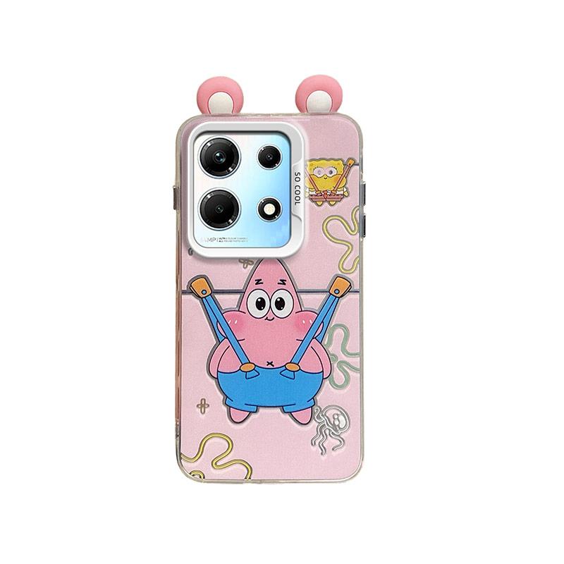 KEYSION Cute Ear Cartoon Case for Infinix Note 30 4G with Lanyard Soft Silicone+PC Shockproof Phone Cover for Infinix Note 30 5G
