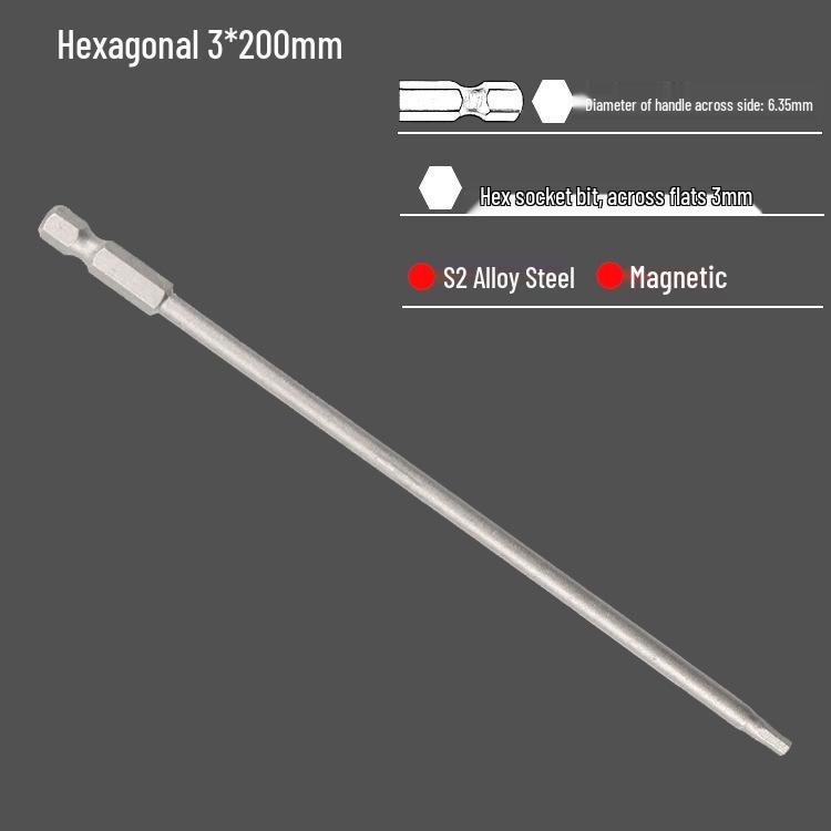 S2 Air Impact Hex Socket Bit Set, Pneumatic & Electric Screwdriver, 1/4 Strong Magnetic