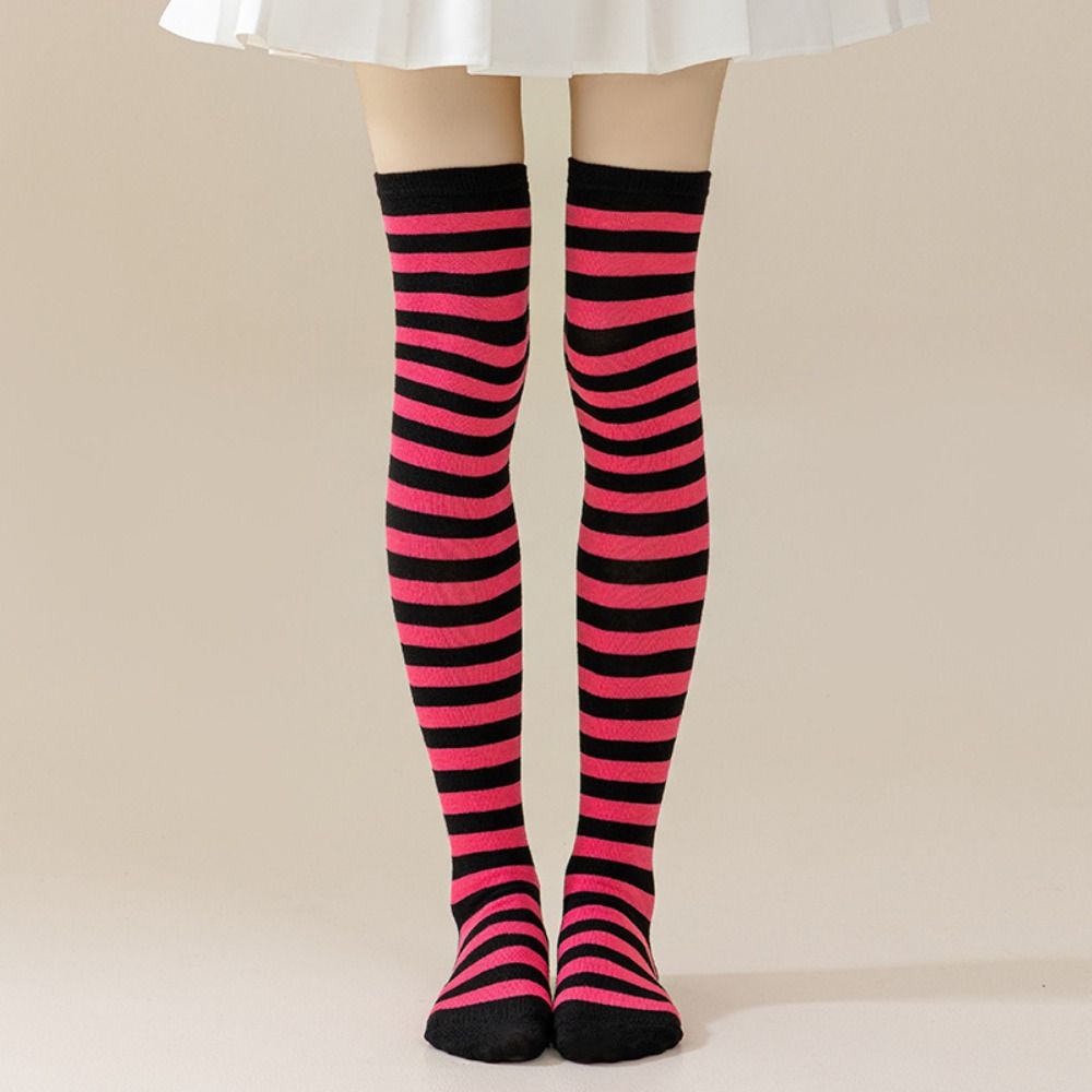 Absorb Sweat Over Knee Socks Japanese Style Striped Long Socks Halloween Party