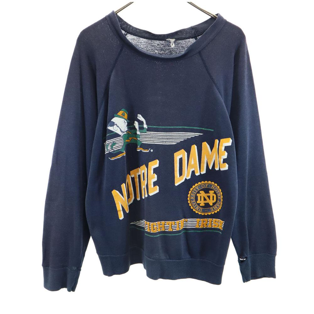

VINTAGE 70s 80s Notre Dame Long sleeve raglan sweat Navy Trainer College Men s Used