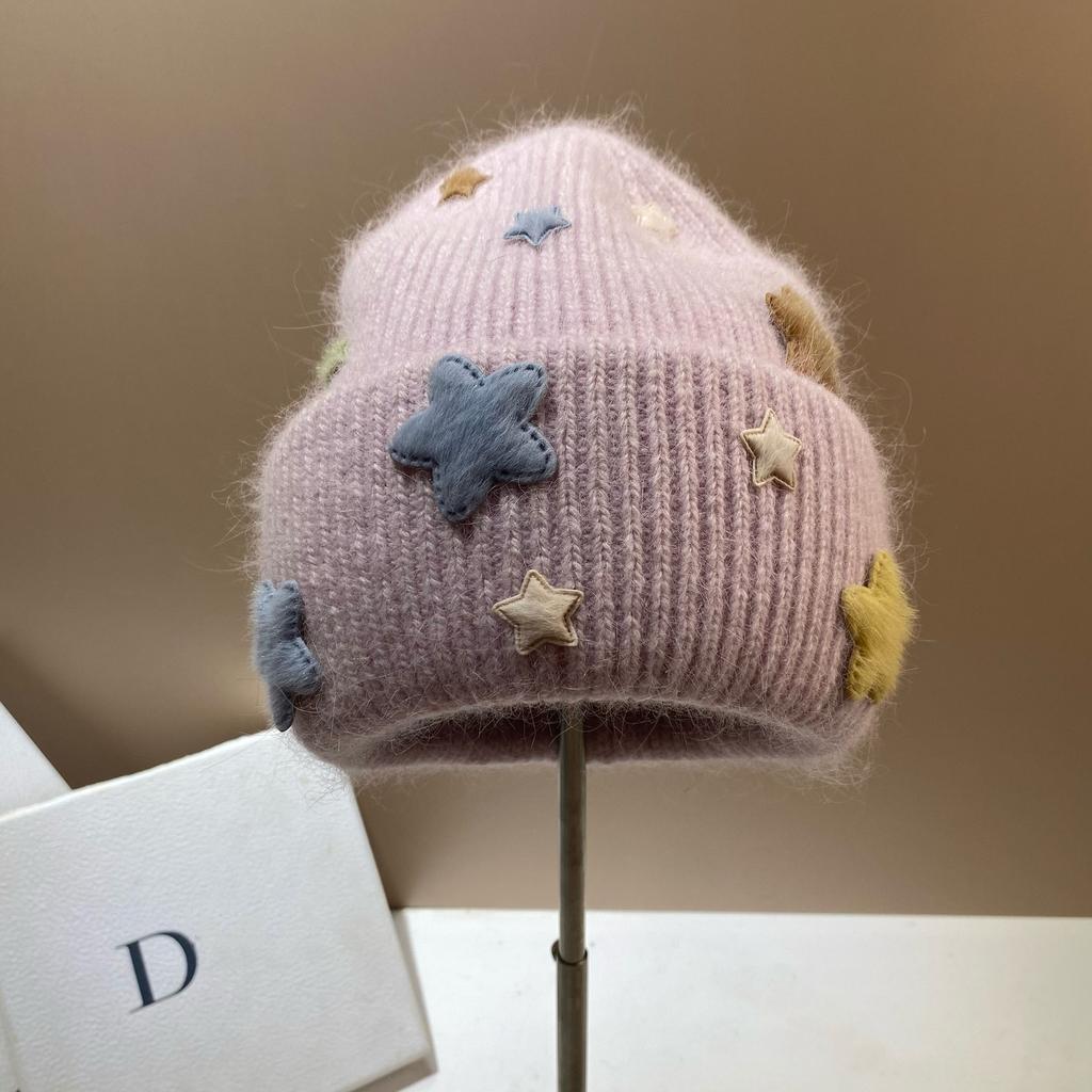 Russia Winter Warm Angora Long Rabbit Hair Knitted Hat Sweet Small Fragrant Soft Waxy Wool Ear Hat