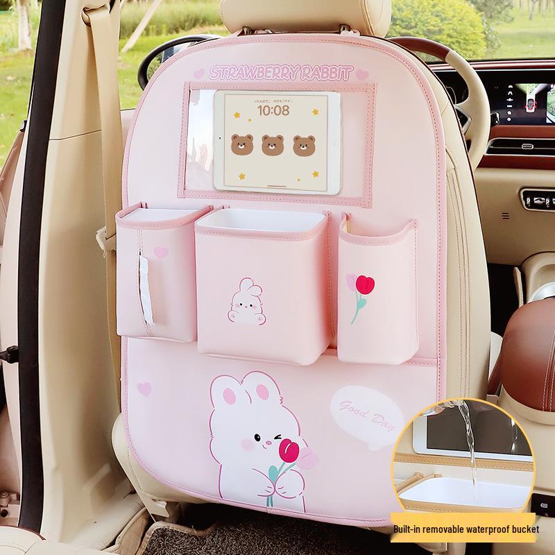 Car Seat Organizer: Multi-functional Storage Box, Tissue Holder, Hanging Trash Can, Backseat Kick Mat, Hanging Bag.