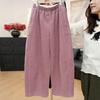 2026 Spring Women's Pink High-Waisted Retro Corduroy Wide-Leg Pants – Loose, Versatile, Casual