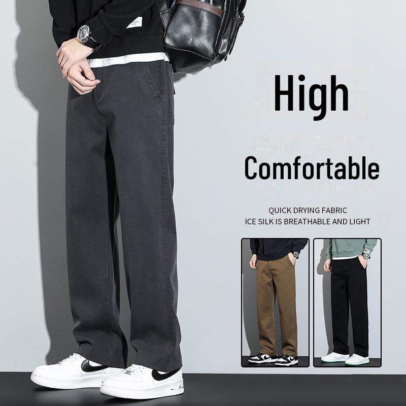 Men's Trendy Loose Straight Fleece Jeans - Casual Harem Long Pants for Autumn/Winter 2024