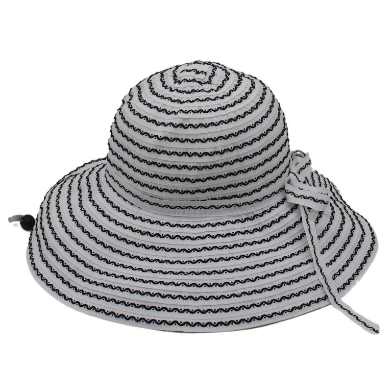 

Свіжий капелюх-панама з пінстрайпом, складаний, для захисту від сонця, жіночий літній капелюх One size fits all [sun hat]