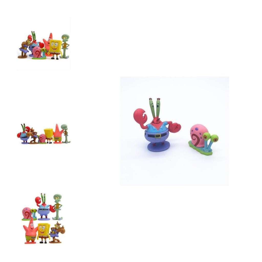 6pcs Set Spongebob Squarepants Figures Featuring Patrick Star And Squidward For Kids' Cake Toppers