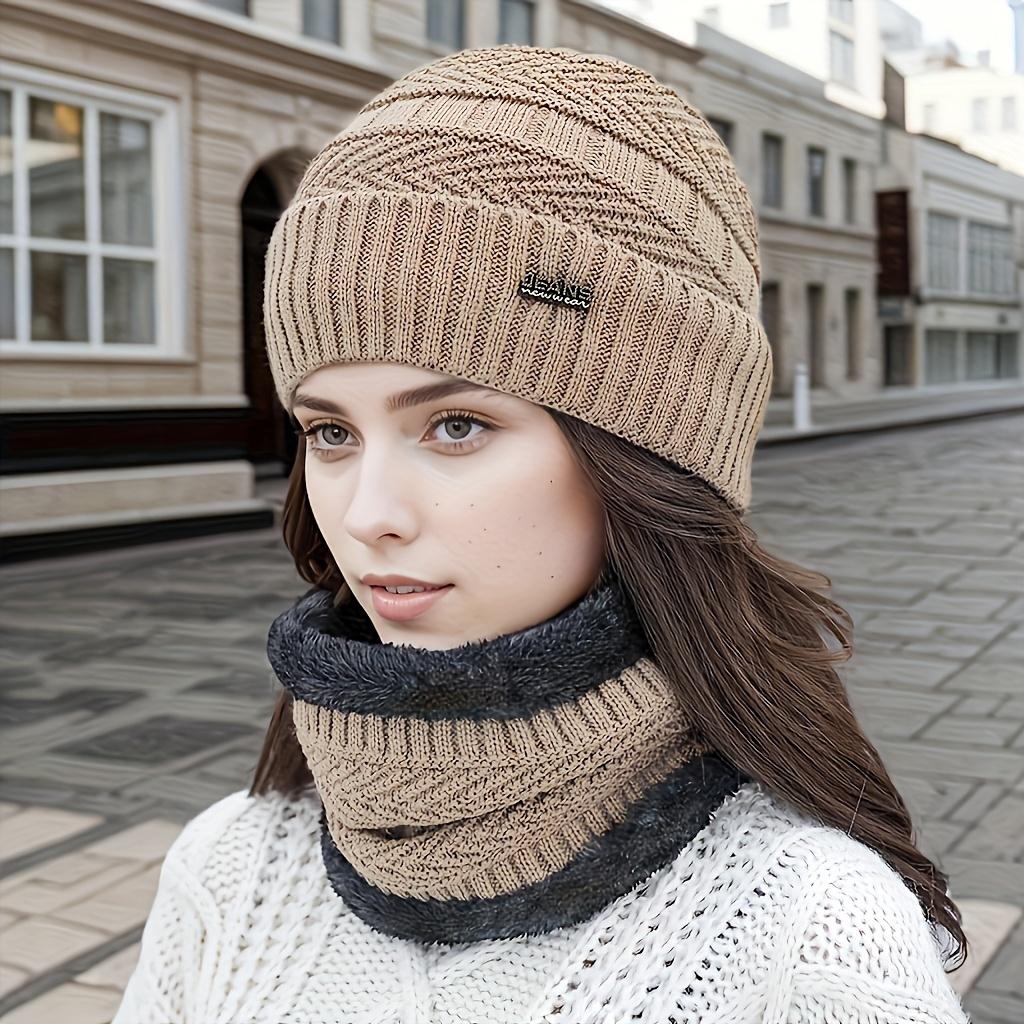 

2025 2 шт. Женские зимние шапки-бини с флисовой подкладкой - Ветрозащитные термошапки с ушками для холодной погоды на открытом воздухе, Неэластичная плотная посадка, Зимние шапки хаки