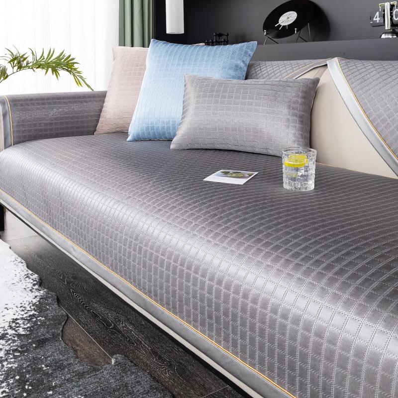 Подушка для дивана из ледяного шелка летняя дышащая нескользящая подушка для сиденья для лета легкая роскошная современная высококачественная ткань для чехла на диван 7070cm 1333₽