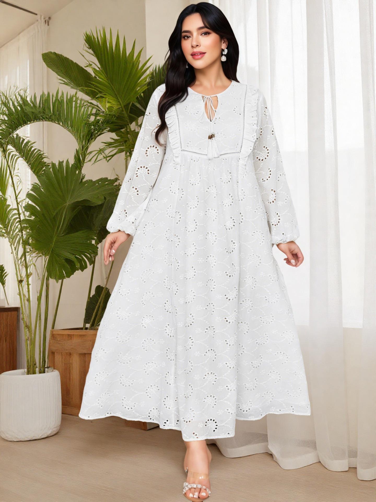 

Женское летнее белое вышитое платье большого размера - Свободный крой, скрывает недостатки, стройнящее 2XL белый