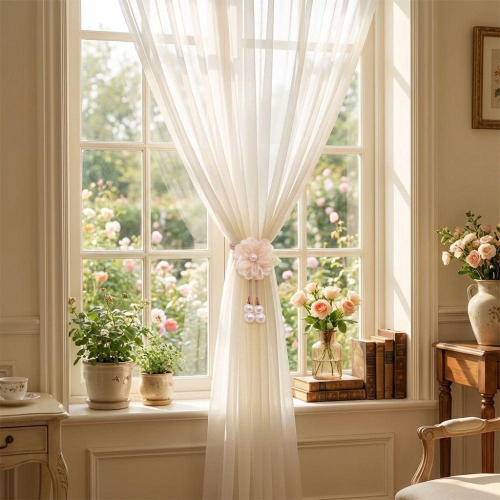 Verstellbare Blumen-Vorhangbänder mit Perlenanhänger Vorhang-Bindeleine Vorhang-Bindung Schlafzimmer