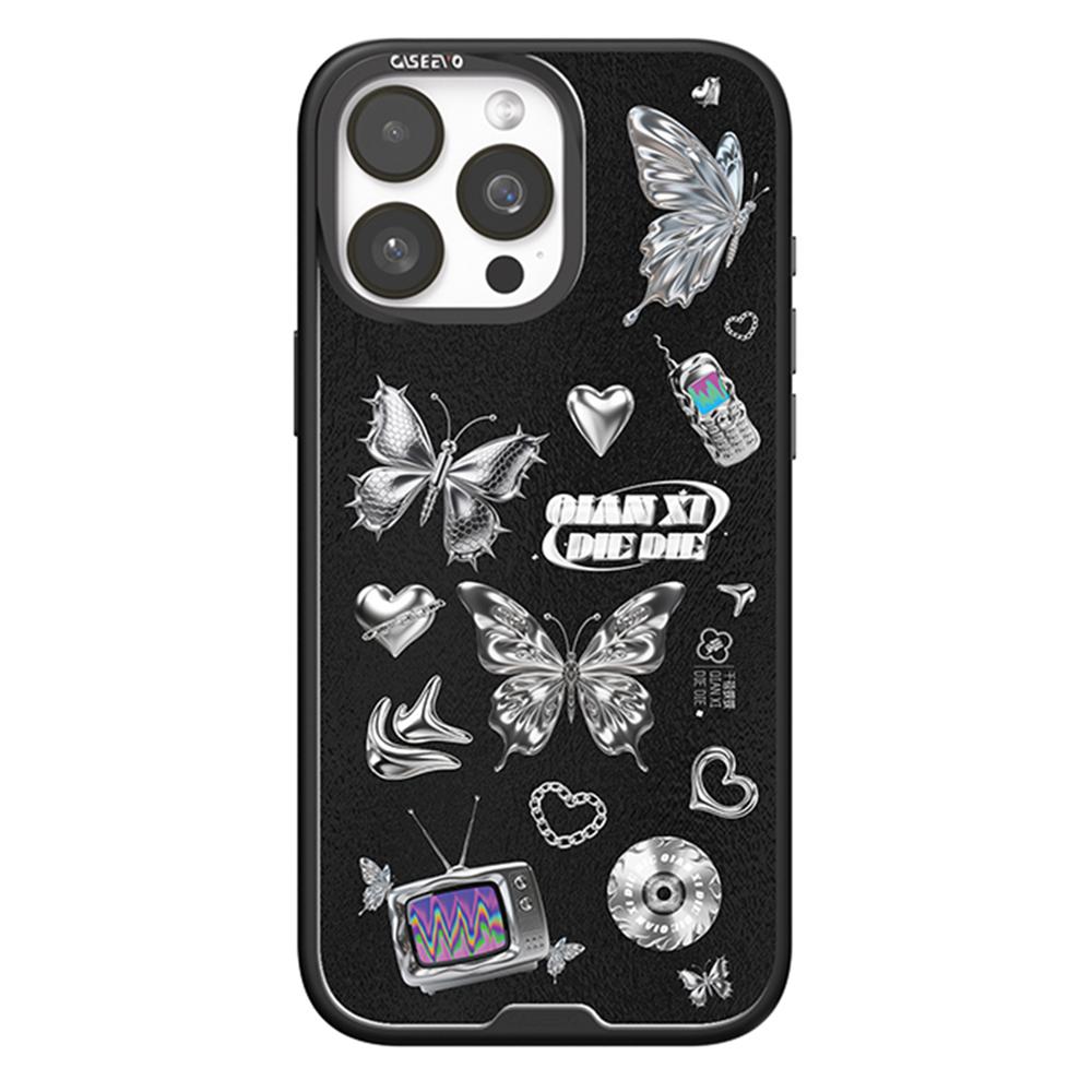 

CASEEVO For iPhone 16 Pro Max Magnetic Case Compatible with MagSafe TPU Acrylic Cover with Interchangeable Butterflies Backplate Midnight Fantasy