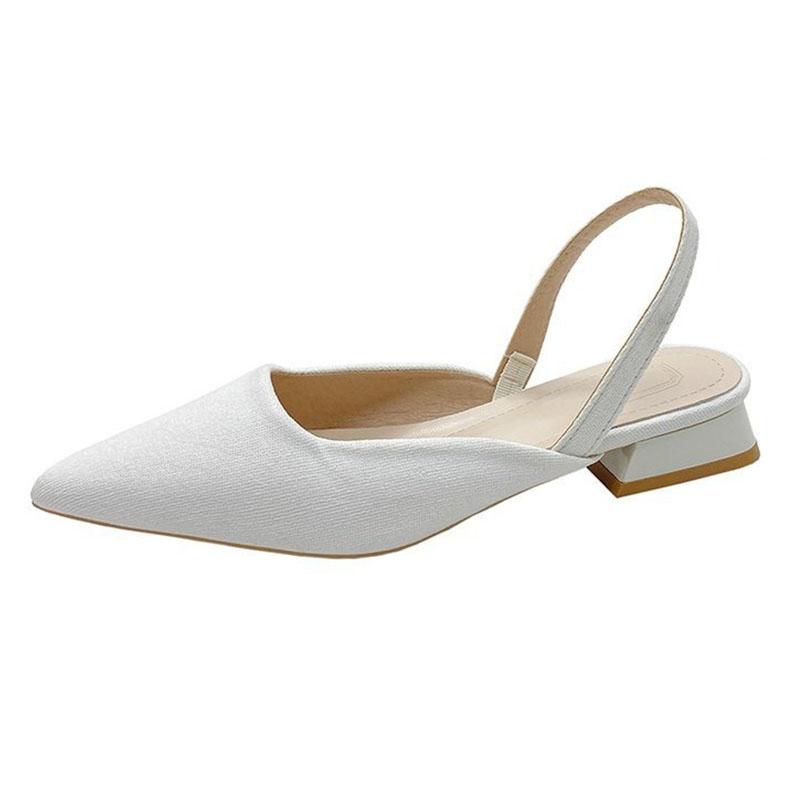 

Весна Лето Каблуки Женская мода Острый носок Туфли-лодочки Босоножки с открытой пяткой Удобные туфли на маленьком каблуке без застежек Женская повседневная обувь 35 бежевый