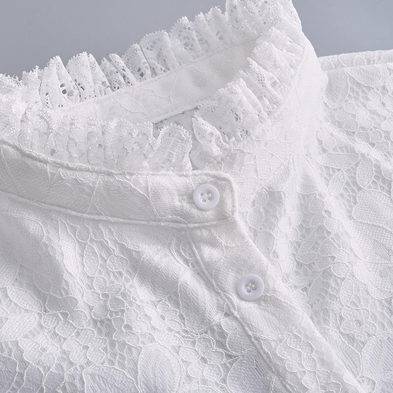 Ny Stå Falsk Krage+Falsk Mansjett Vintage Avtakbar Skjorte Falsk Krage for Kvinner Bluse Genser Revers Toppdekor