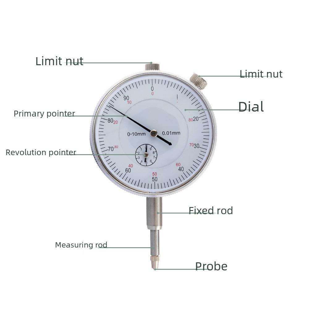 Metric Dial Indicator 0-10mm, 0.01mm Accuracy for Machinery