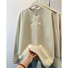 Bluză de trening cu imprimeu cățeluș drăguț și broderie Toamnă și Iarnă Stil Occidental de Nișă High-end Top Pulover Larg din Catifea