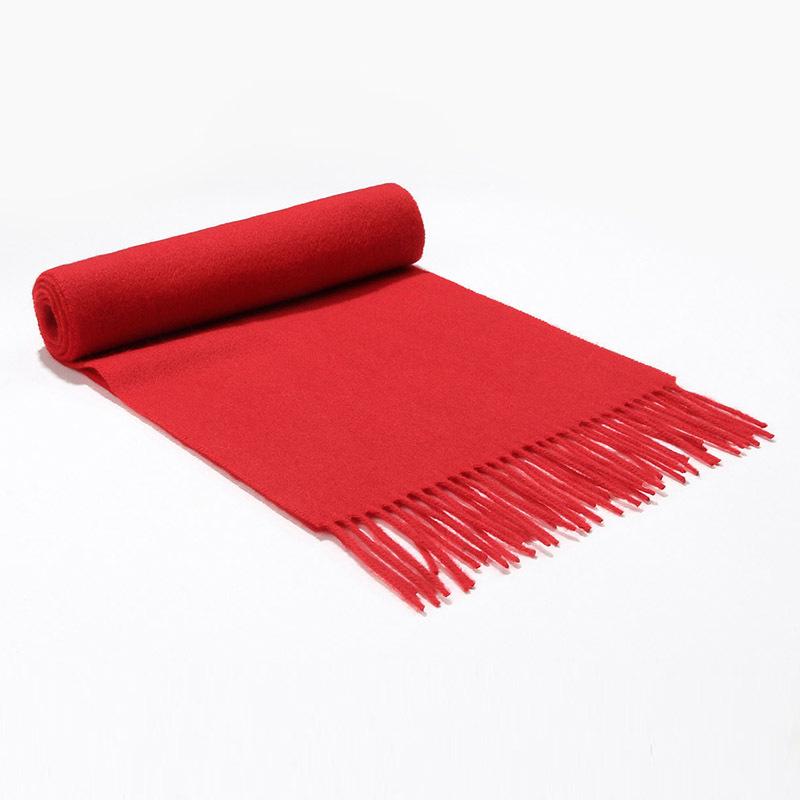 Mary Hot Sale Men's and Women's Solid Color Red Scarf Wool Thickened Business Autumn and Winter Scarf Company Annual Meeting Gift LOGO