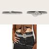 Trendy Wide Waist Belt With Circular Rhinestone Buckle European American Style