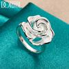 Anillo de Flor de Rosa en Flor de Plata 925 DOTEFFIL Para Mujer Moda Boda Fiesta de Compromiso Regalo Joyería con Encanto