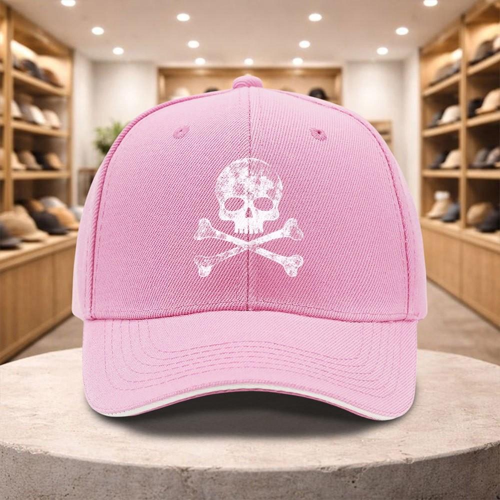 Skull Crossbones Print Baseball Cap for Unisex Women Casual All Season Adjustable Sun Hat