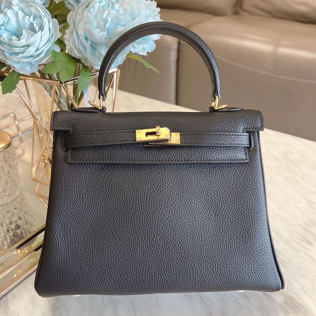 Neue Kelly-Tasche aus echtem Leder mit Litschi-Muster, Obermaterial aus Togo-Rindsleder, modische Schultertasche mit Innennaht, Crossbody-Tasche für Damen