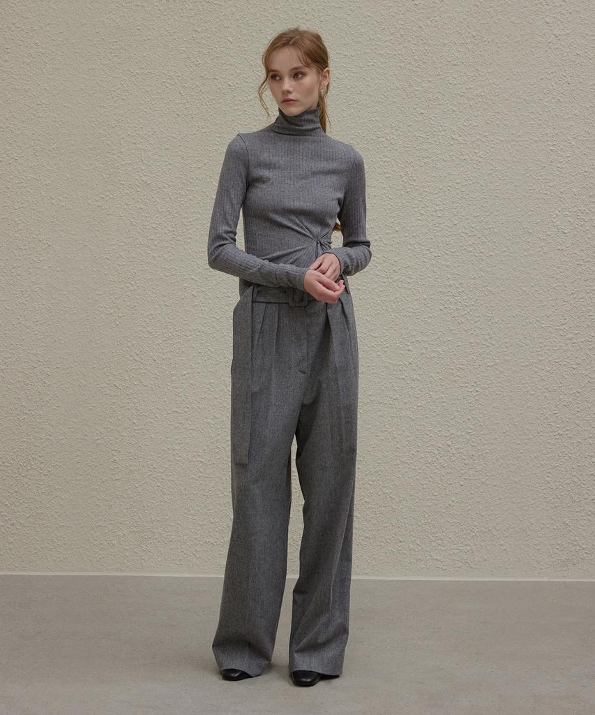 NORMOR Draping High Neck Knit Gray