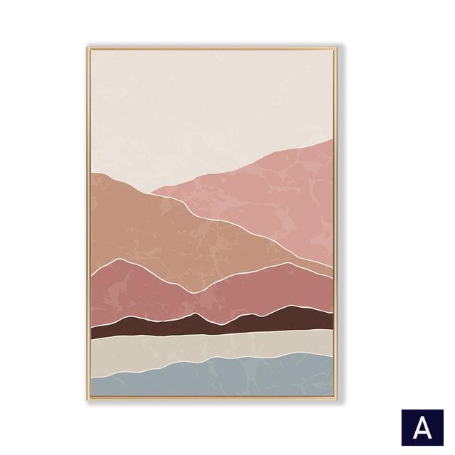 

Скандинавские принты, розовый плакат с холмами, солнечные горы, пейзаж, холст, картина, современная абстрактная настенная живопись, Настенный декор 21cm×30cm NoFrame