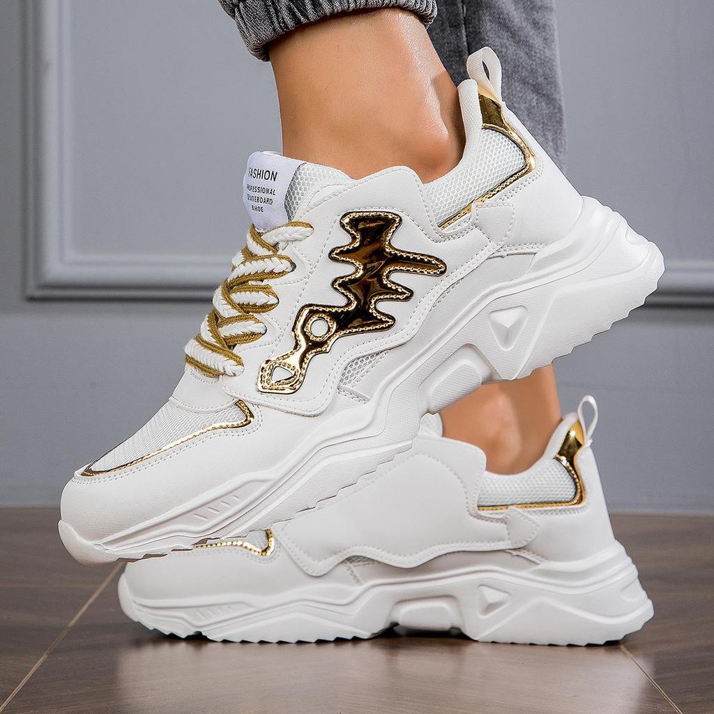 Cross-Border Trendy Men's Thick-Soled Lace-Up Sports Running Dad Shoes