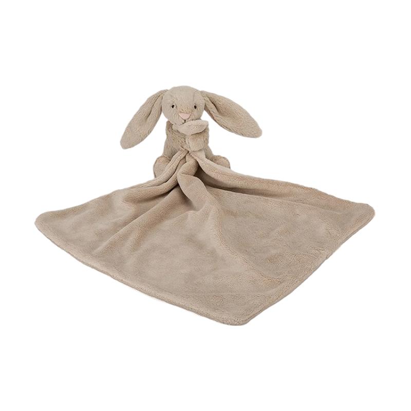JELLYCAT Bonnie Rabbit series animal shy rabbit pacifier towel cute beige brown doll plush doll sitting height 13cm high
