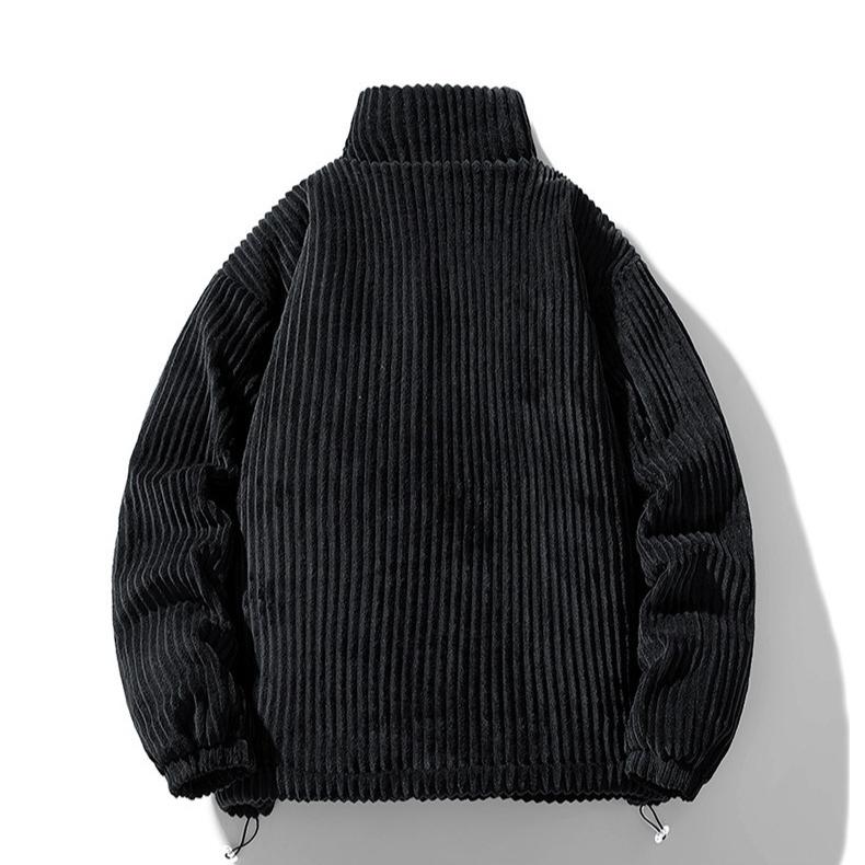 Casual Down Jacket for Men Retro Thickened Cotton-padded Jacket Couple Stand-up Collar Warm Corduroy Cotton-padded Jacket for Autumn and Winter