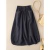 Large Size Women's Summer Imitation Linen Retro Half Skirt Women's Summer Mid Length High Waist A-line Slimming Artistic Temperament