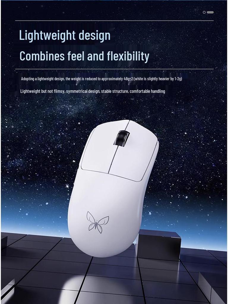 Newmen Butterfly PAW3395 Dual Battery Lightweight Wireless/Wired 2.4G Bluetooth Three-Mode Gaming Mouse