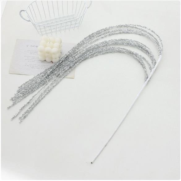 Sequin Glitter Christmas Party Branch Sticks Decoration White Artificial Plant Tassel Wheat Ears for Xmas Tree Ornament Supplies
