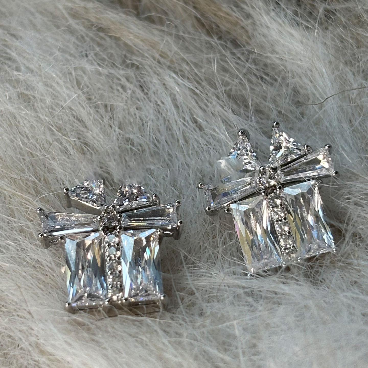 Korean simple geometric square zircon stud earrings exquisite versatile earrings women